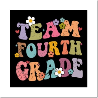 Team 4th Grade Groovy Back to School Gifts Teacher Student Posters and Art